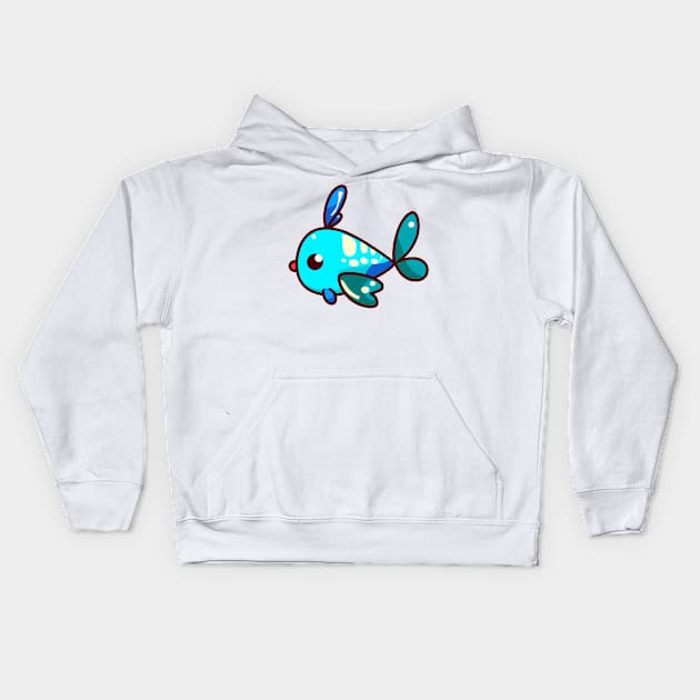 Cute Blue Glowing Fish Kids Hoodie by egul